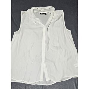 Apt. 9 Women’s Shirt Extra Large White Sleeveless V-neck Dress Blouse Polyester
